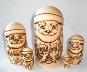 Santa 5-set with snowmen scene Babushka Matryoshka nesting Doll Babooshki Babushkas raw plain unpainted Unfinished Montessori blank