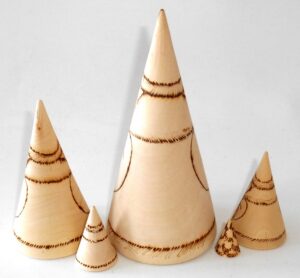 Santa & Snowmen wood-burn conical nesting Doll Babooshki s raw plain unpainted Unfinished Montessori blank