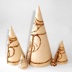 Santa & Snowmen wood-burn conical nesting Doll Babooshki s raw plain unpainted Unfinished Montessori blank
