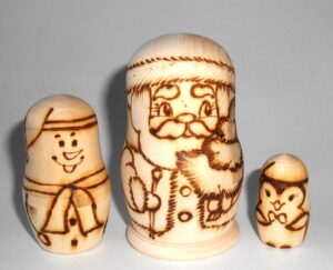 DIY Santa 3-set Babushka Matryoshka nesting Doll Babooshki Babushkas raw plain unpainted Unfinished Montessori blank