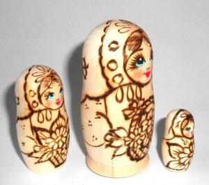 DIY girl 3-set with flower basket nesting Doll Babooshki s raw plain unpainted Unfinished Montessori blank