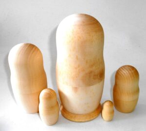 Blank DIY 5-set Large 15cm raw plain unpainted Unfinished Montessori DIY BLANK  Babushka Matryoshka nesting Doll Babooshki Babushkas