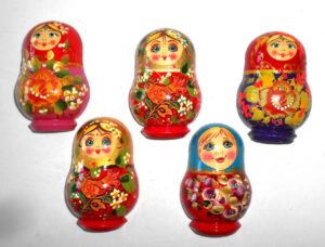 Babushka fridge magnet x 5 Babushka Matryoshka nesting Doll  Babooshki Babushkas