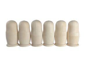 DIY set of 6 single babushkas high 10 cm raw plain unpainted Unfinished Montessori blank