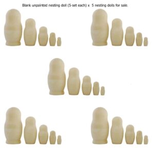 5 x set babushkas 15 cm high 5-set raw plain unpainted Unfinished Montessori blank