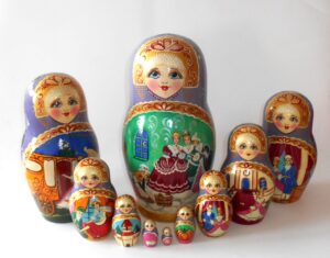 Cinderella multi-figure 10-set Huge Babushka Matryoshka nesting Doll Babooshki Babushkas