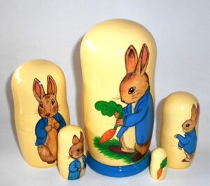 Peter Rabbit white blue stand nesting Doll Babooshki s