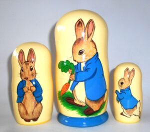 Peter Rabbit white blue stand nesting Doll Babooshki s