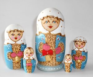Village girl in Winter dress nesting Doll Babooshki s
