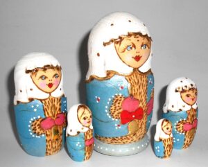 Village girl in Winter dress nesting Doll Babooshki s