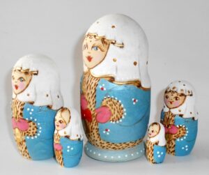 Village girl in Winter dress nesting Doll Babooshki s