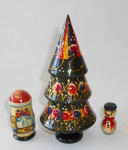 Xmas Tree 3-set Babushka Babushka Matryoshka nesting Doll  Babooshki Babushkas