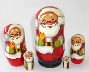 Santa with bell nesting Doll Babooshki s