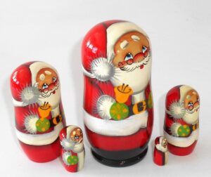 Santa with bell nesting Doll Babooshki s