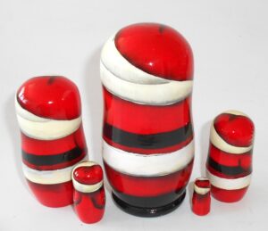 Santa with bell nesting Doll Babooshki s