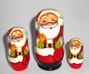 Santa with bell nesting Doll Babooshki s