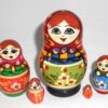 Village 5-set red scarf blue apron nesting Doll Babooshki s Classic Village Traditional