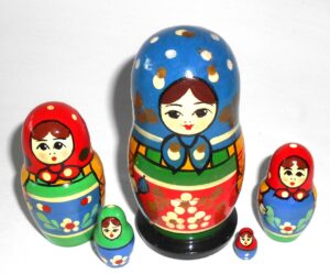 Village 5-set dark blue scarf nesting Doll Babooshki s Classic Village Traditional