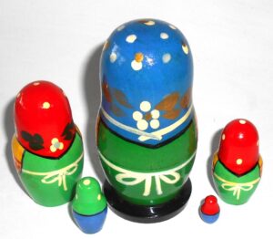 Village 5-set dark blue scarf nesting Doll Babooshki s Classic Village Traditional