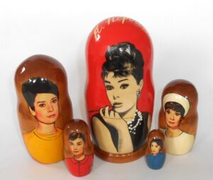 Audrey Hepburn large Babushka Matryoshka nesting Doll Babooshki Babushkas