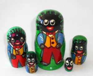 Golly small on green Babushka Matryoshka nesting Doll Babooshki Babushkas