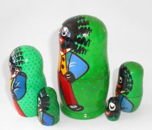 Golly small on green nesting Doll Babooshki s
