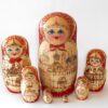 Churches red scarf 7-set Babushka Matryoshka nesting Doll Babooshki Babushkas