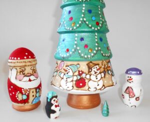 Xmas Tree 5-set huge 34cm with top II nesting Doll Babooshki s