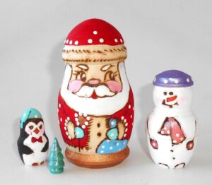 Xmas Tree 5-set huge 34cm with top II nesting Doll Babooshki s