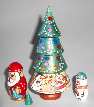 Xmas Tree 4-set woody nesting Doll babooshki s
