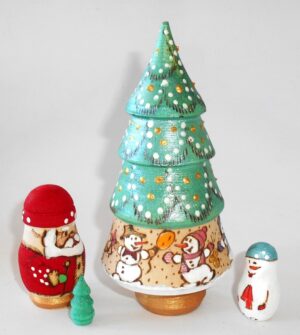 Xmas Tree 4-set woody nesting Doll Babooshki s