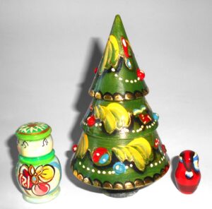 Xmas Tree 3-set blue nesting Doll Babooshki s