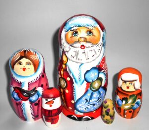 Santa with blue bag nesting Doll Babooshki s
