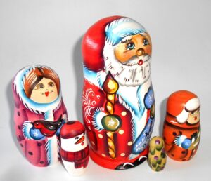 Santa with blue bag nesting Doll Babooshki s