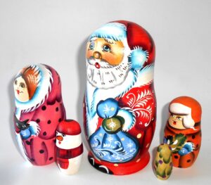 Santa with blue bag nesting Doll Babooshki s