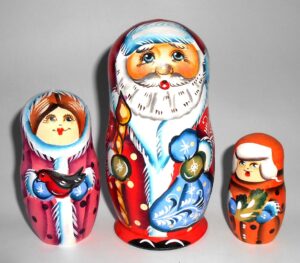 Santa with blue bag nesting Doll Babooshki s
