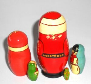 Santa with tree small nesting Doll Babooshki s