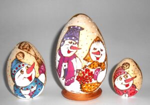 Snowmen village family egg 3-set nesting Doll Babooshki s