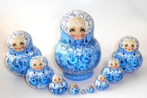nata lace Bride in white and blue dress 10-set Babushka Matryoshka nesting Doll Babooshki Babushkas