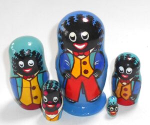 Golly small on blue new Babushka Matryoshka nesting Doll Babooshki Babushkas