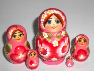Marina  in pink dress 5-set Babushka Matryoshka nesting Doll  Babooshki Babushkas