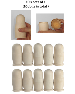 DIY set of 10 single babushkas high 10 cm raw plain unpainted Unfinished Montessori blank