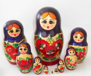 Kirovie purple scarf red dress 10-set Babushka Matryoshka nesting Doll Babooshki Babushkas Classic Village Traditional