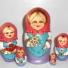 Village girl w/flowers red scarf Babushka Matryoshka nesting Doll Babooshki Babushkas