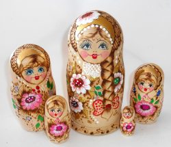 Village girl w/plait and bow Babushka Matryoshka nesting Doll Babooshki Babushkas