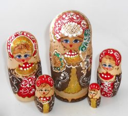 Village girl with fan Babushka Matryoshka nesting Doll Babooshki Babushkas