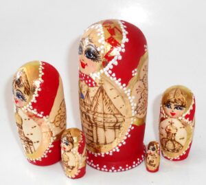 Churches red scarf small nesting Doll Babooshki s