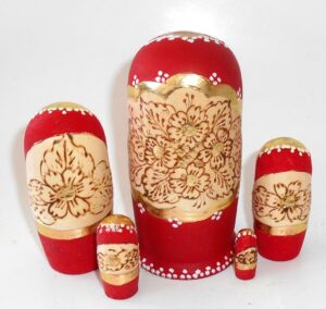 Churches red scarf small nesting Doll Babooshki s