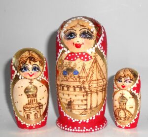 Churches red scarf small nesting Doll Babooshki s