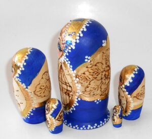 Churches blue scarf small nesting Doll Babooshki s